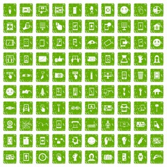 100 touch screen icons set grunge green