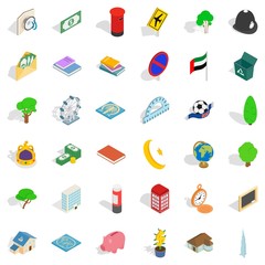 Emblem icons set, isometric style