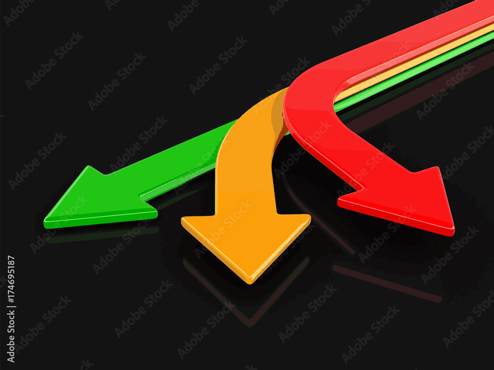Poster 3d image of arrows in different directions. image with clipping path