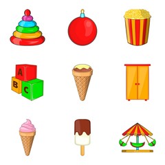 Spoiled child icons set, cartoon style