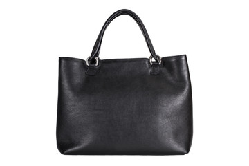 Naklejka premium Bolso negro para mujer sobre fondo blanco aislado