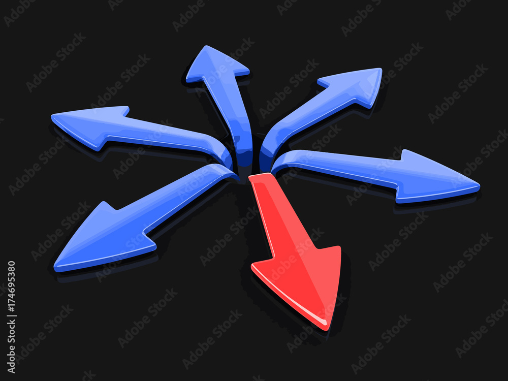 Poster 3d image of arrows in different directions. image with clipping path