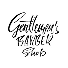 Gentlmen barber shop hand written lettering. Typography poster. Calligraphy banner. Vector illustration.