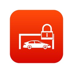 Car and padlock icon digital red