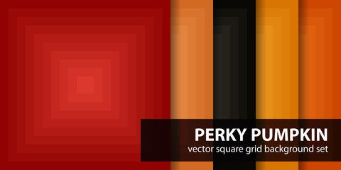Square pattern set Perky Pumpkin. Vector seamless gradient backgrounds