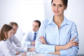 Fototapeta premium Beautiful business woman at meeting 