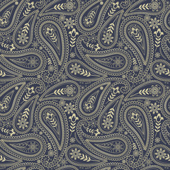 Paisley seamless pattern. Indian cucumber. Oriental decorative ornament.