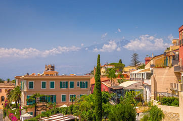Obraz premium Taormina and Etna, Sicily.