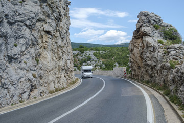 Motor home on the road in Croatia.
