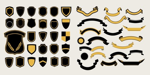 Mega a set of templates. Chevrons and ribbons for the design of logos, emblems and labels - 174698322