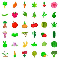 Environment icons set, cartoon style