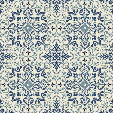 Tracery patchwork pattern from Moroccan tiles, ornaments. Can be used for wallpaper, pattern fills, web page background, surface textures. Vintage elements for design in Victorian style.