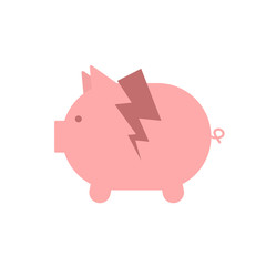Broken piggy bank icon
