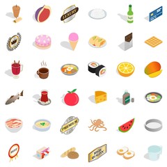 Cafe icons set, isometric style