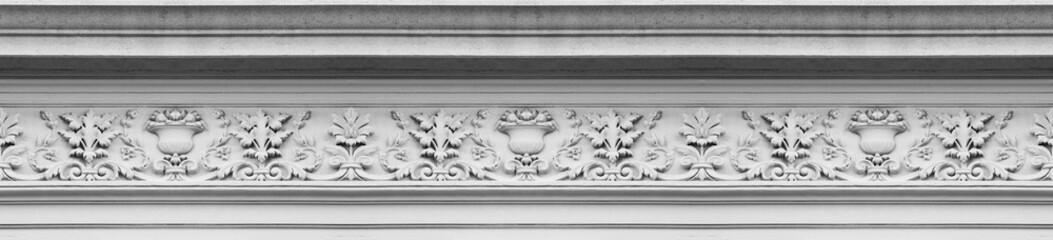 Detail of an old Italian molding stone eaves with foliage and plants - Seamless pattern © Francesco Scatena