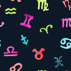 Zodiac signs seamless pattern