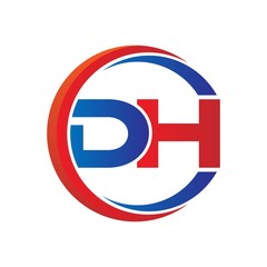 dh logo vector modern initial swoosh circle blue and red