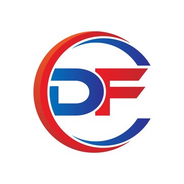 df logo vector modern initial swoosh circle blue and red