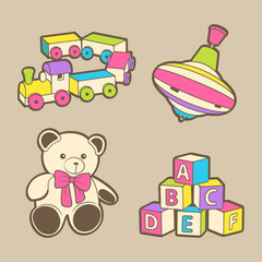 Set of cute kid’s toys