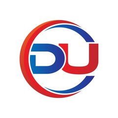 du logo vector modern initial swoosh circle blue and red