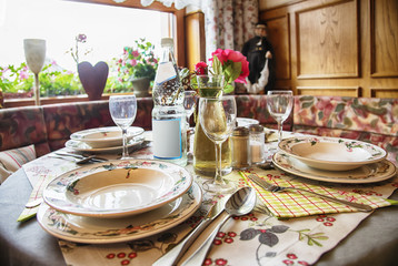 dinner table in country side cafe, Germany