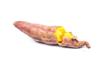 Sweet potatoes. Cooked sweet potatoes on white background