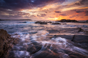 Fototapeta na wymiar Sunset at Trevone Bay, Cornwall