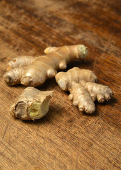 wooden table with ginger