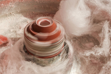 spinning head of a cotton candy sugar spinning machine