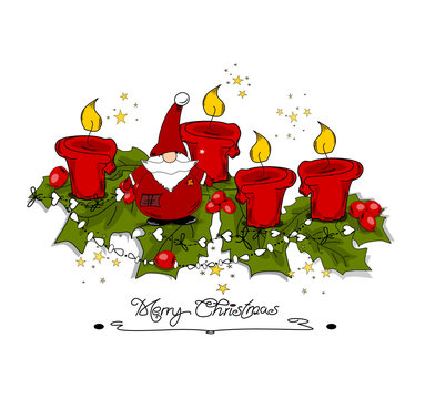 Weihnachten , Adventskranz mit Text