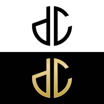 dc initial logo circle shape vector black and gold