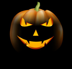 Black card with 3d halloween pumpkin.