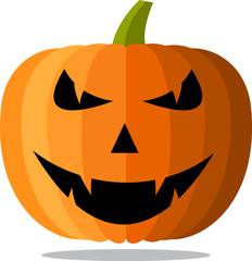 Orange halloween pumpkin on white.