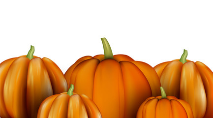 White background with orange 3d pumpkins.