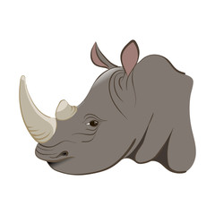 Rhinoceros in the cartoon style