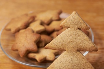 Gingerbread Cookie. Shape asterisk herringbone. Ready dessert