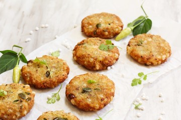 Sabudana Vada / Sago Tapioca pearl fritters - Indian Navratri fasting  food
