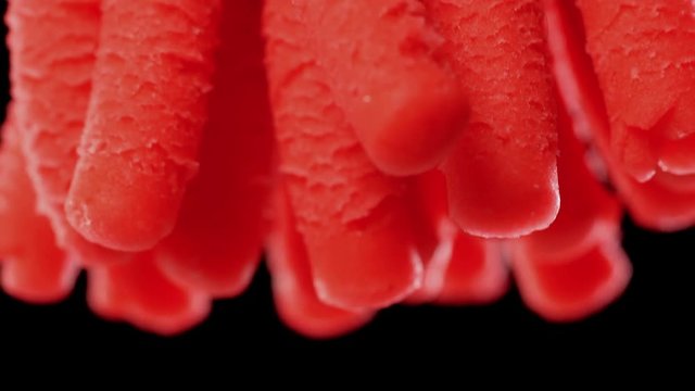 Meat grinder grinds the abstract meat.
