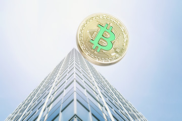 Bitcoin is a bubble falling down. Cryptocurrency concept.