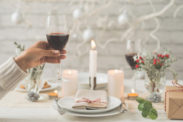 Toasting with wine glass