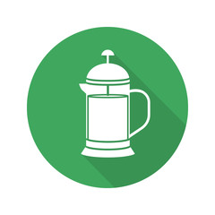 French press flat design long shadow glyph icon
