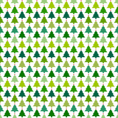 Seamless Pattern Christmas Trees Stars Green