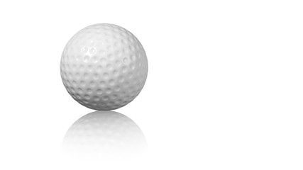 Golf ball on a reflecting white floor