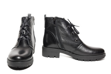 Female winter leather shoes