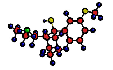Tramadol - molecular structure, 3d rendering