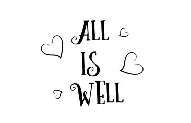 all is well love quote logo greeting card poster design