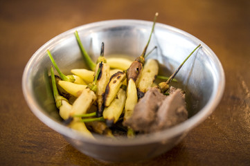  Fresh vegetables and grilled peppers along with shrimp paste. For eating with noodles is a Thai food.