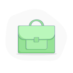 Business Suitcase icon illustration, flat green outline case vector icon on white background. Concept of Brief, Case, Handle Bag, Portfolio, Financial Documents Storage