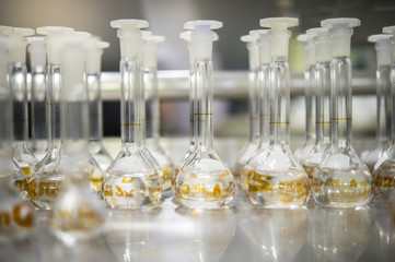 Sample substance that scientists will use to analyze heavy metals by machine Atomic Absorption...
