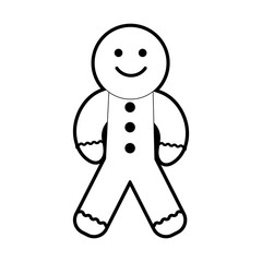gingerbread man cookie christmas related icon image vector illustration design  black and white